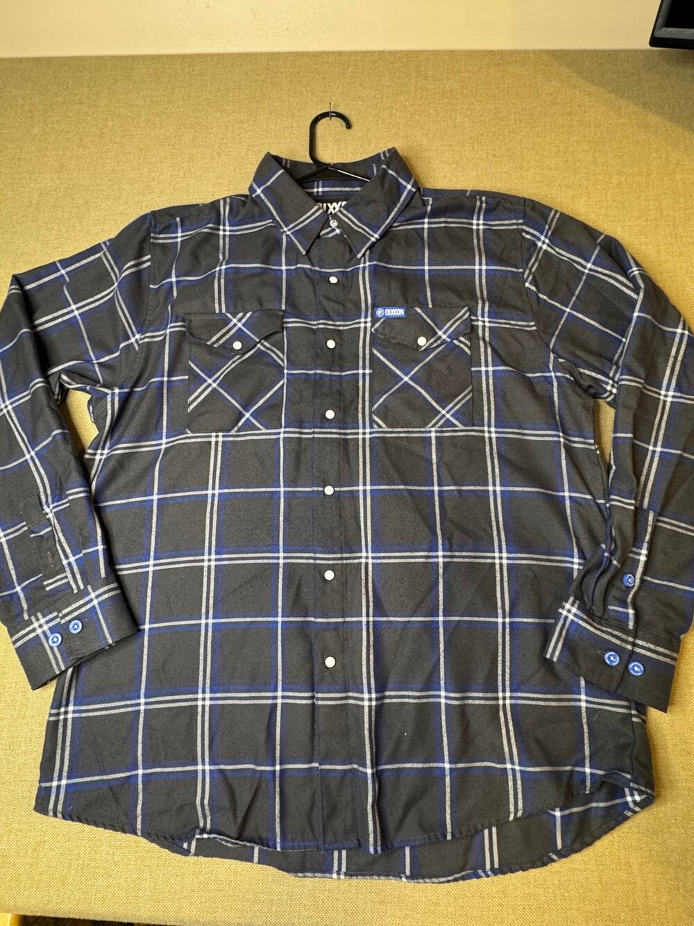 Dixxon Flannel Company Performance Machine Men’s XL Blue Black Plaid Snap Shirt